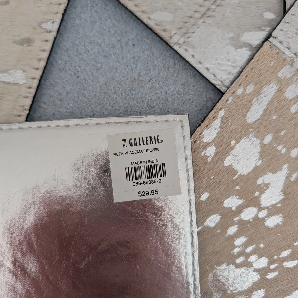 Z Gallerie Silver and Beige Placemat Set